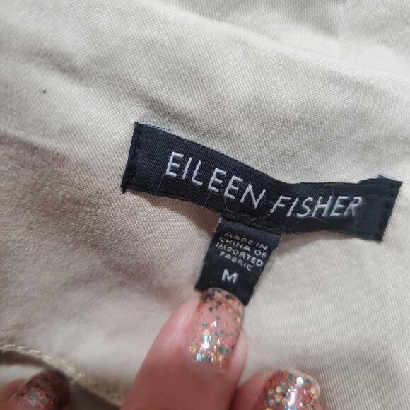 Eileen Fisher Lightweight Jacket Ruffle Collar Tan Field Jacket Stretch Medium - Picture 12 of 13